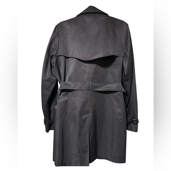 Burberry Brit Nylon Women’s Navy Double Breasted Trench Coat Size 14 Nova Check - Picture 2 of 6